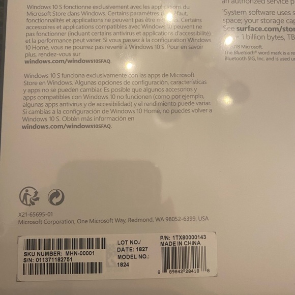 Microsoft Surface Go Intel Pentium Gold 4415Y 1824 64GB 4GB Ram Wi-Fi Win 10 Pro - Picture 3 of 5